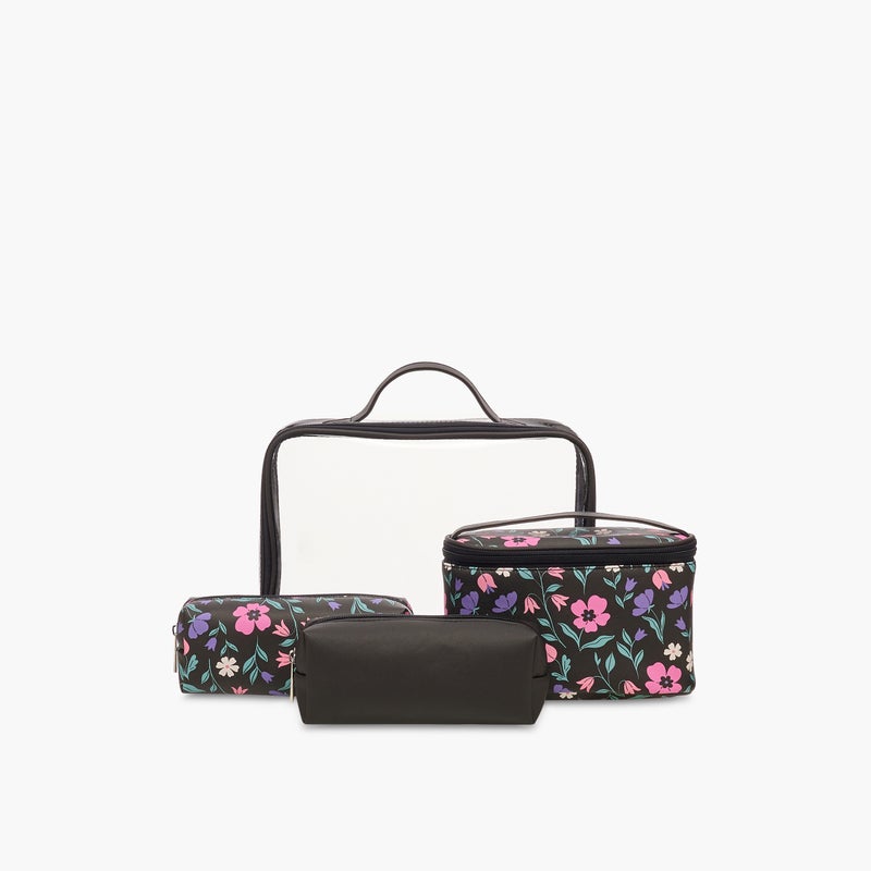 LIFESTYLE Floral Print 4-Piece Cosmetic Bag Set for Women - Image 1